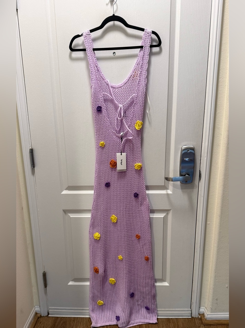 Jacquie The Label Lilac Crochet 3D Floral Maxi Dress Size S NWT - Picture 3 of 6